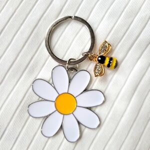 Flower and bee keychain